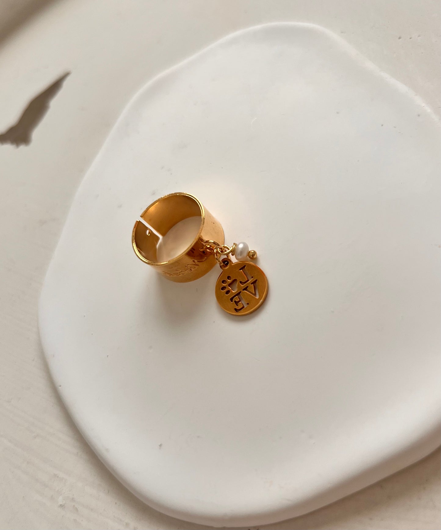 Anillo en acero inoxidable con Charm "Pet Lover". (One size)