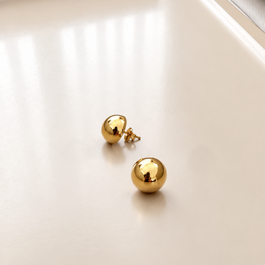 Gold Sphere Stud Earrings