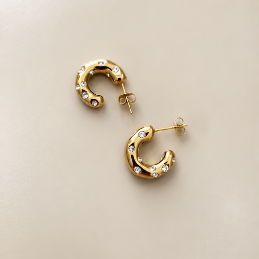 Cristal Huggie Hoops - Gold