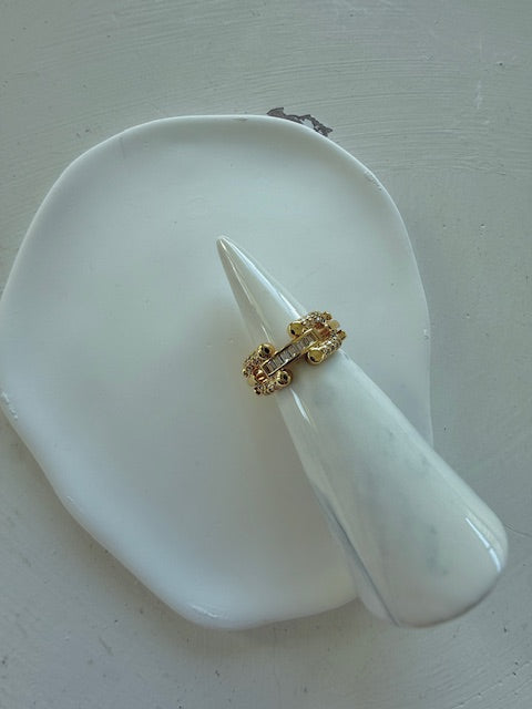 Anillo en oro laminado y cristal (one size)
