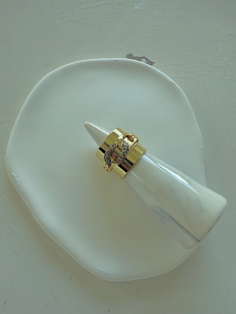 Anillo en oro laminado y cristal (one size)