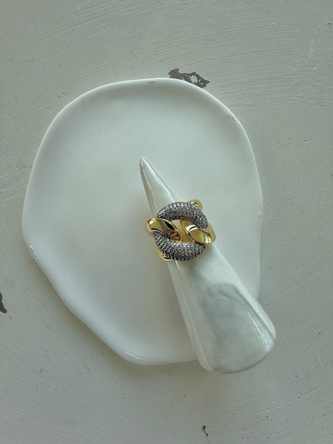 Anillo en oro laminado & cristal (one size)