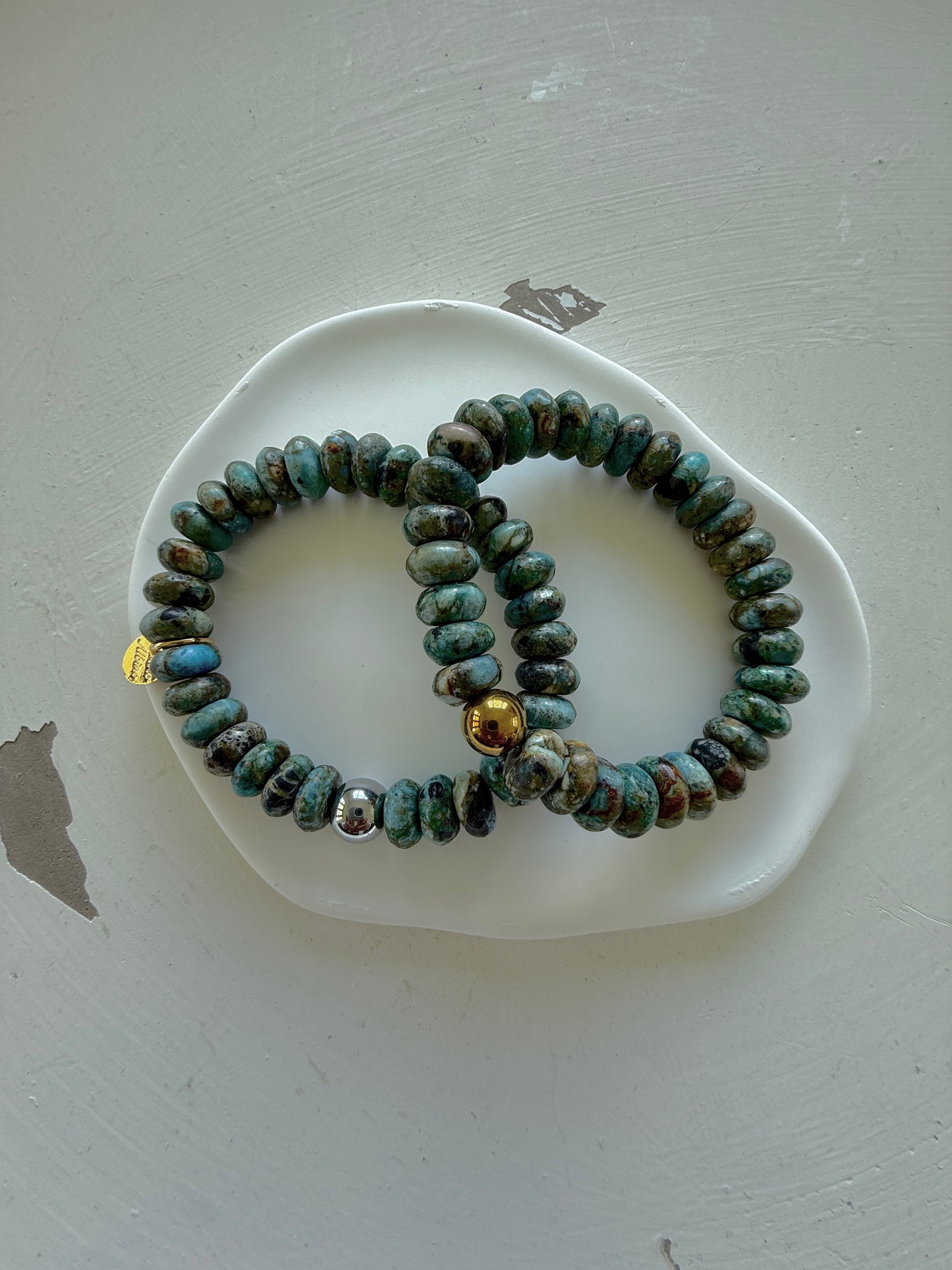 Pulsera en Set (Piedras Jasper tonos tierra y azules.)