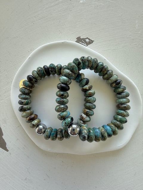 Pulsera en Set (Piedras Jasper tonos tierra y azules.)